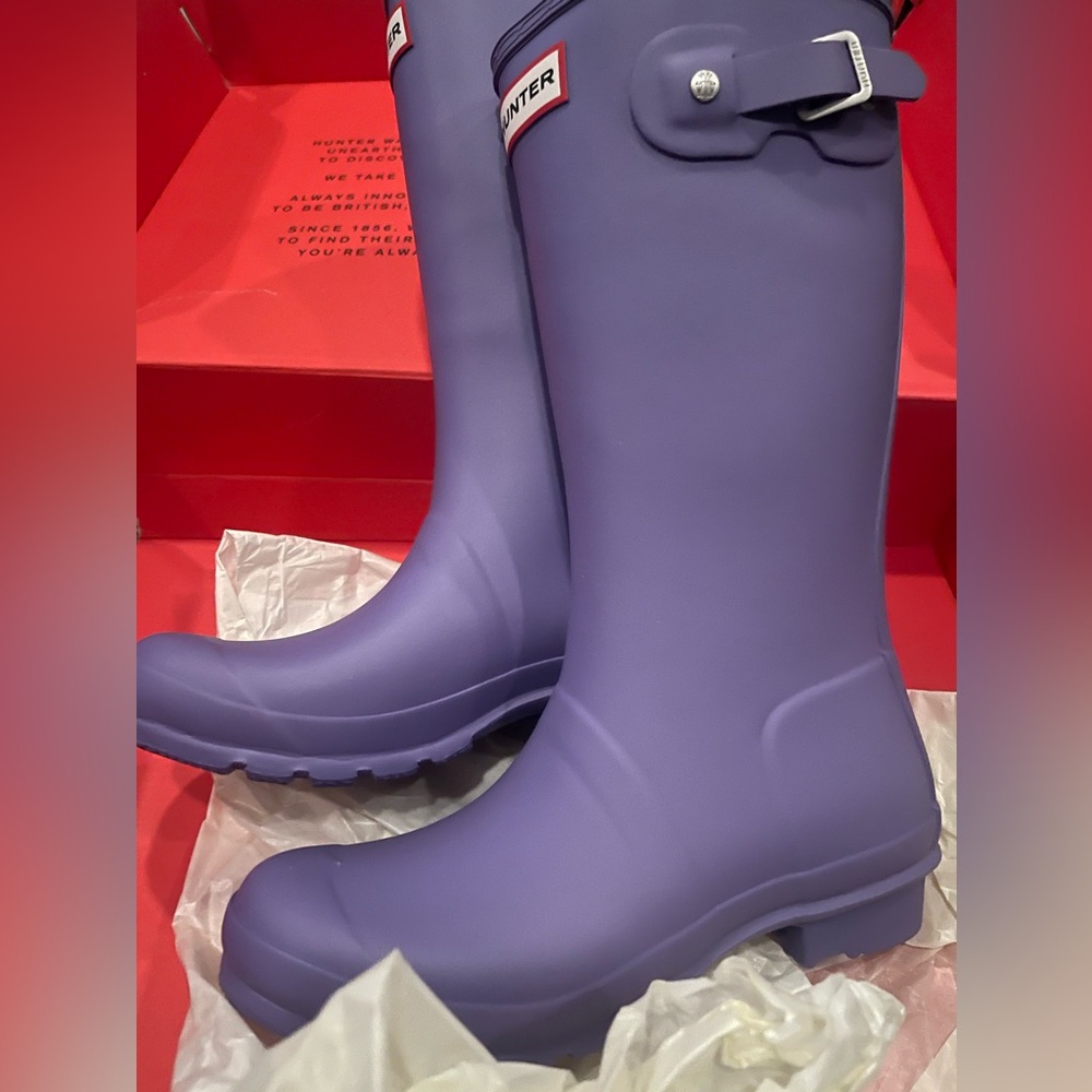 HUNTER Big Kids Original Tall Rain Boots in Lilac Purple Size 3B/4G - New!